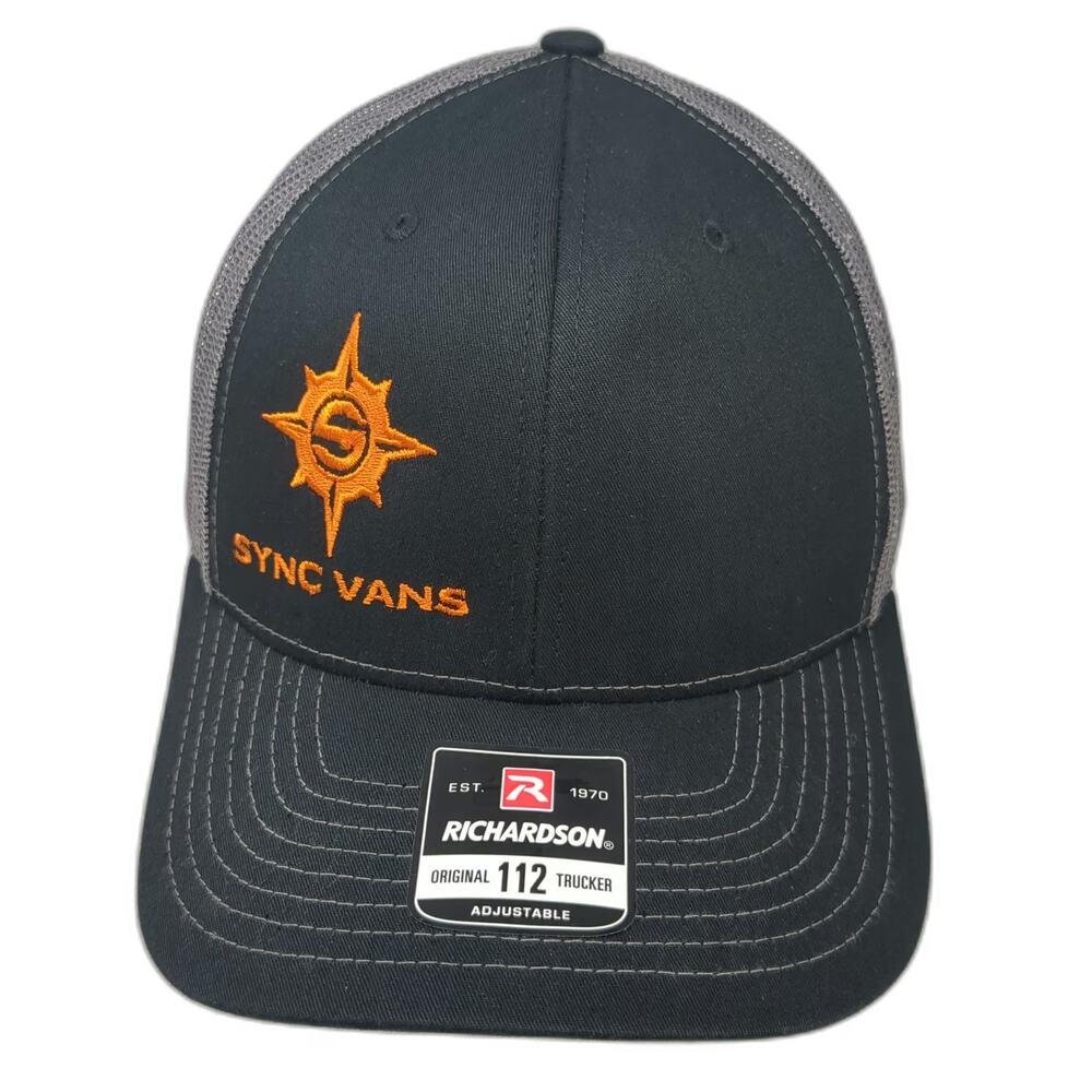 Richardson Trucker Hat Black Gray One Size Sync Vans Logo Mesh Snapback